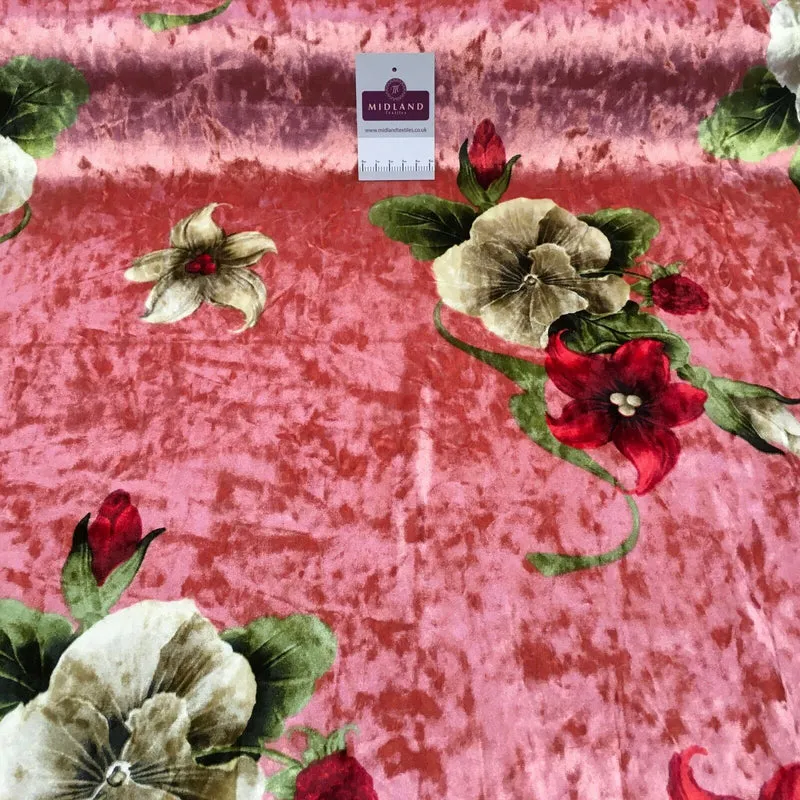 Vintage Floral Velvet Velour Stretch Printed dress fabric MA1430 Mtex