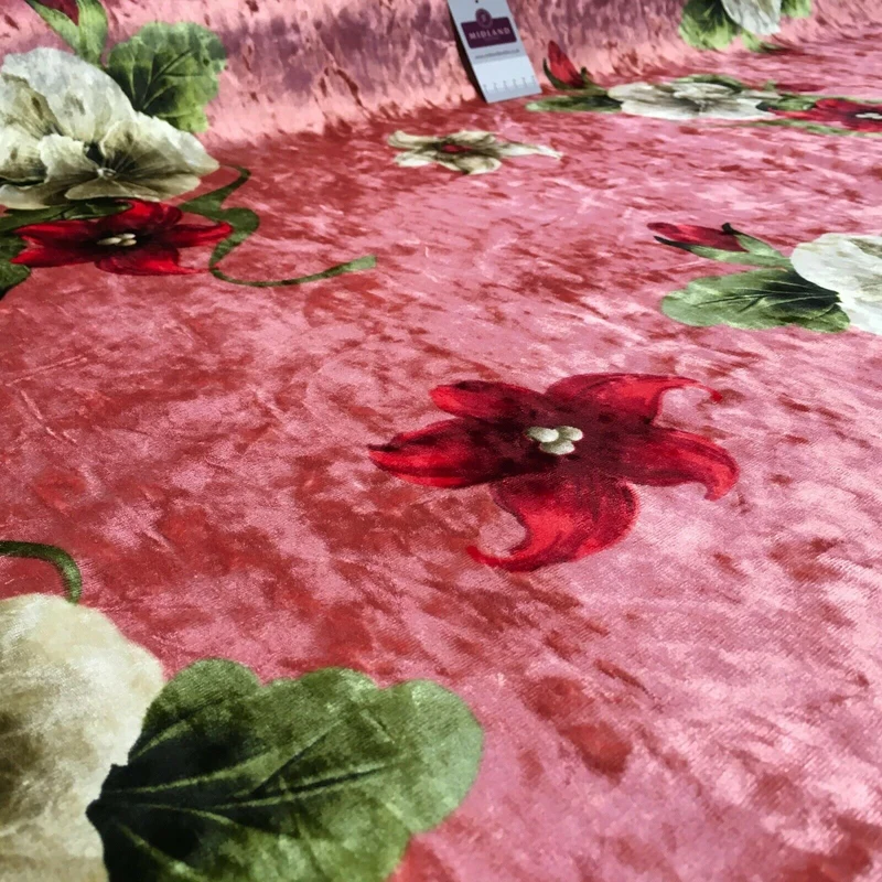 Vintage Floral Velvet Velour Stretch Printed dress fabric MA1430 Mtex