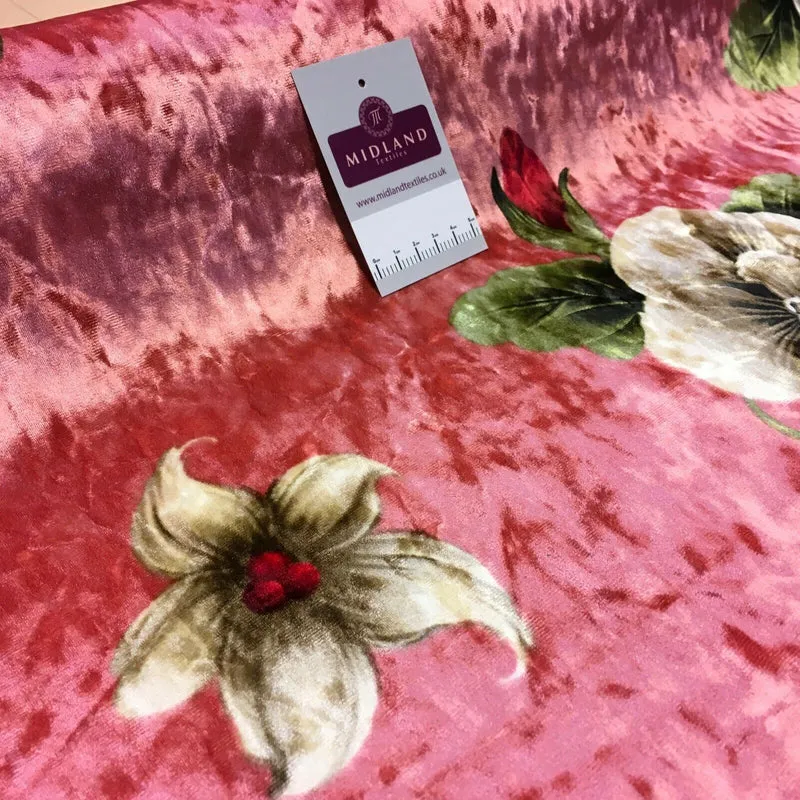 Vintage Floral Velvet Velour Stretch Printed dress fabric MA1430 Mtex