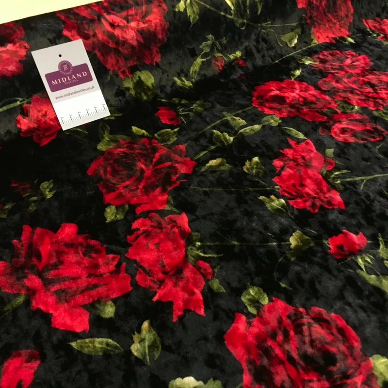 Vintage Floral Velvet Velour Stretch Printed dress fabric MA1430 Mtex