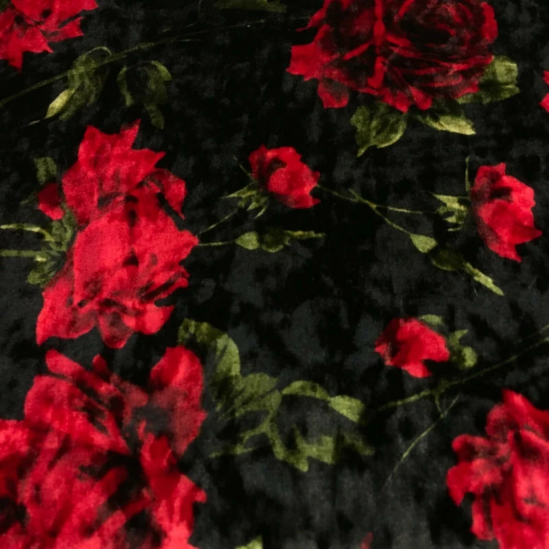 Vintage Floral Velvet Velour Stretch Printed dress fabric MA1430 Mtex