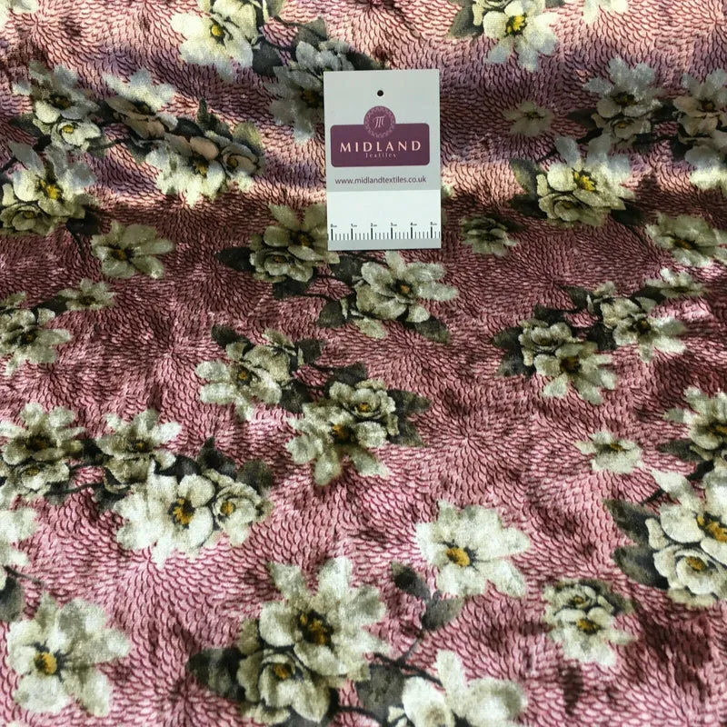 Vintage Floral Velvet Velour Stretch Printed dress fabric MA1430 Mtex