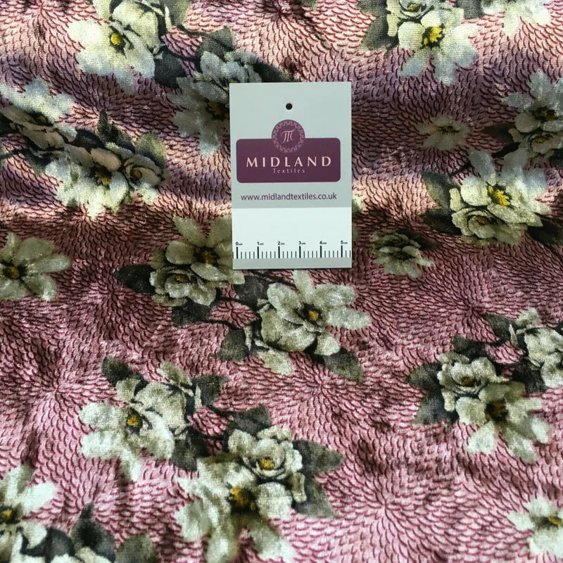 Vintage Floral Velvet Velour Stretch Printed dress fabric MA1430 Mtex