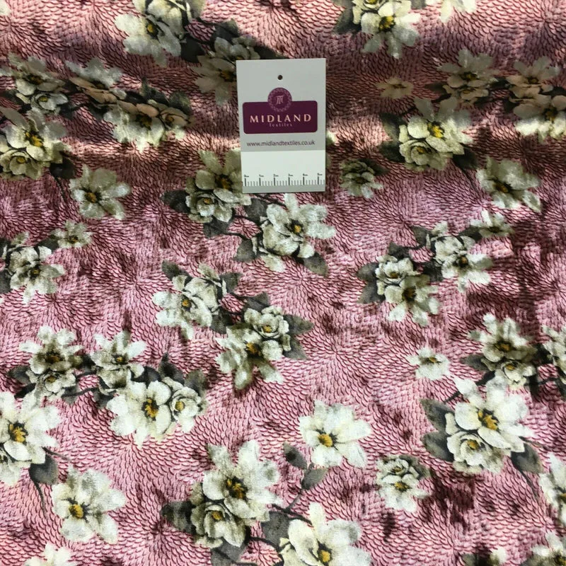 Vintage Floral Velvet Velour Stretch Printed dress fabric MA1430 Mtex