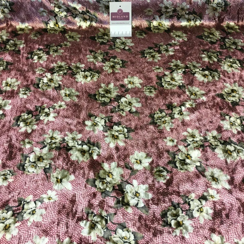 Vintage Floral Velvet Velour Stretch Printed dress fabric MA1430 Mtex