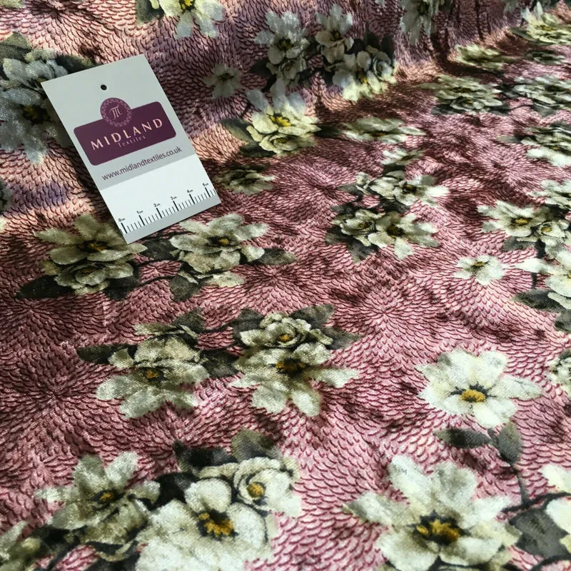Vintage Floral Velvet Velour Stretch Printed dress fabric MA1430 Mtex