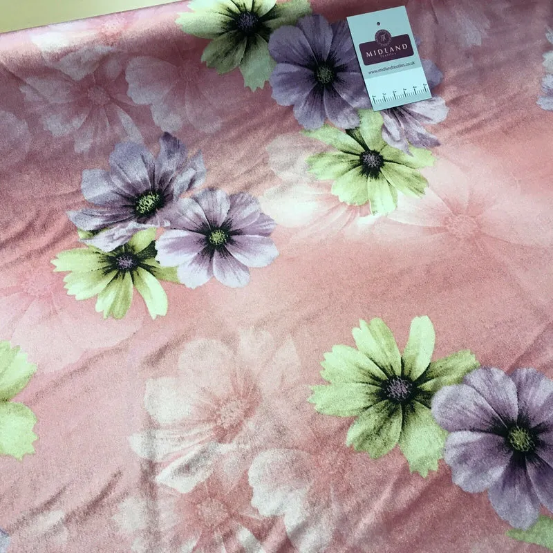 Vintage Floral Velvet Velour Stretch Printed dress fabric MA1430 Mtex