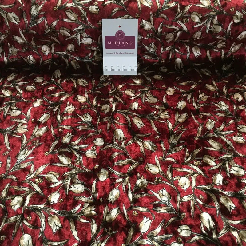 Vintage Floral Velvet Velour Stretch Printed dress fabric MA1430 Mtex