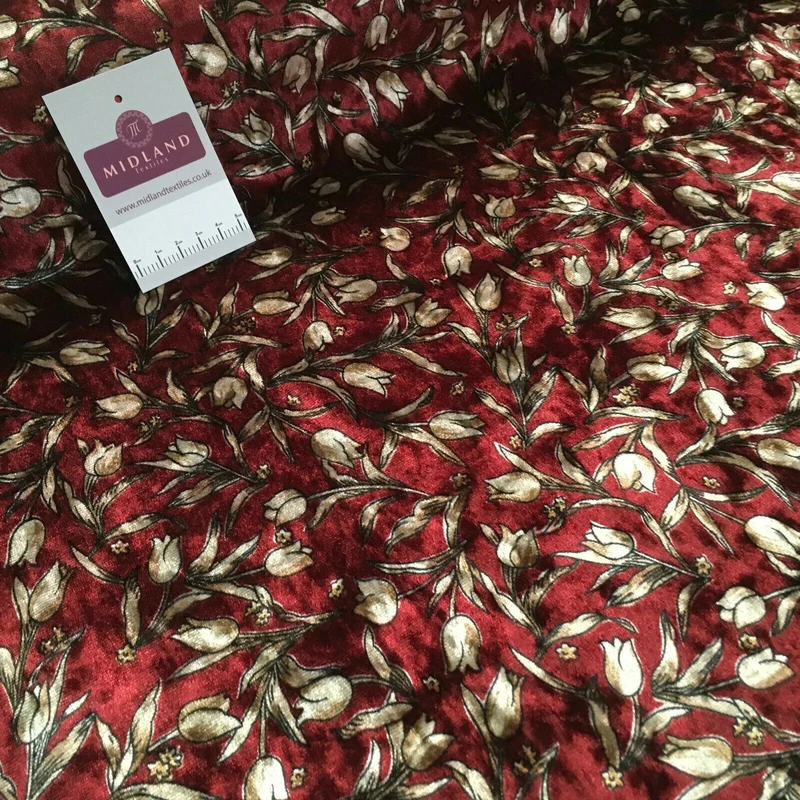 Vintage Floral Velvet Velour Stretch Printed dress fabric MA1430 Mtex