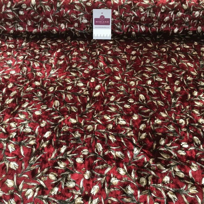 Vintage Floral Velvet Velour Stretch Printed dress fabric MA1430 Mtex