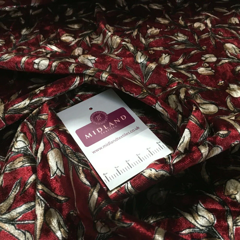 Vintage Floral Velvet Velour Stretch Printed dress fabric MA1430 Mtex