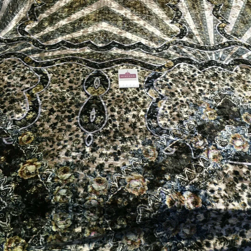 Vintage Floral Velvet Velour Stretch Printed dress fabric MA1430 Mtex