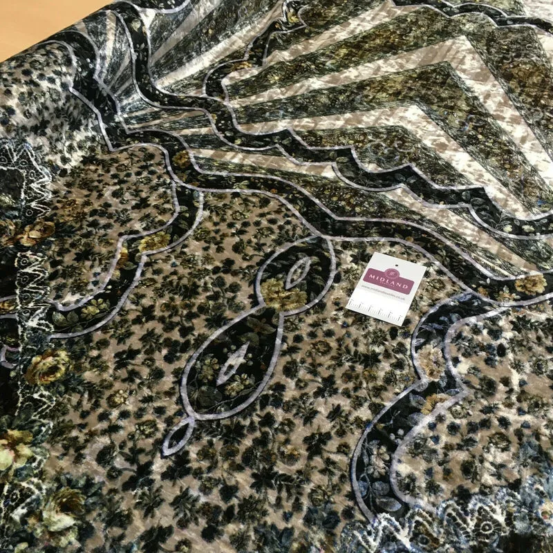 Vintage Floral Velvet Velour Stretch Printed dress fabric MA1430 Mtex