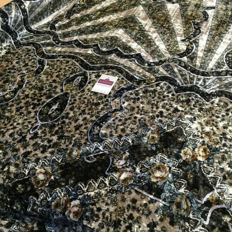 Vintage Floral Velvet Velour Stretch Printed dress fabric MA1430 Mtex