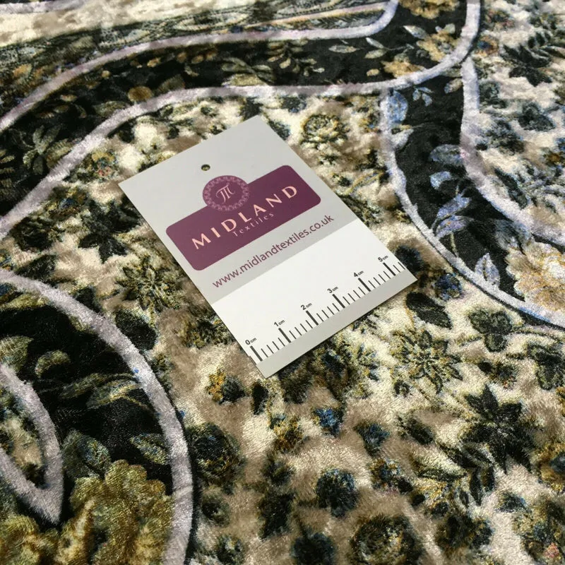 Vintage Floral Velvet Velour Stretch Printed dress fabric MA1430 Mtex