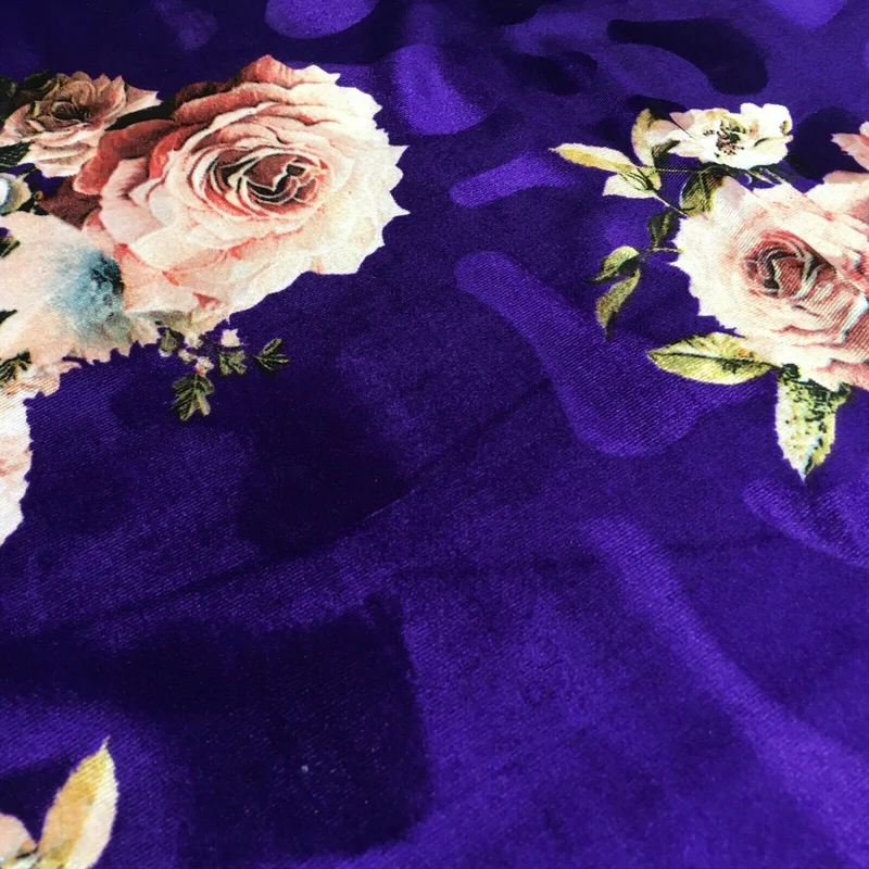 Vintage Floral Velvet Velour Stretch Printed dress fabric MA1430 Mtex