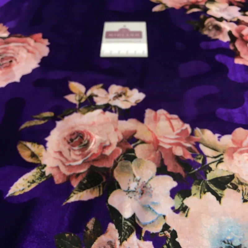 Vintage Floral Velvet Velour Stretch Printed dress fabric MA1430 Mtex