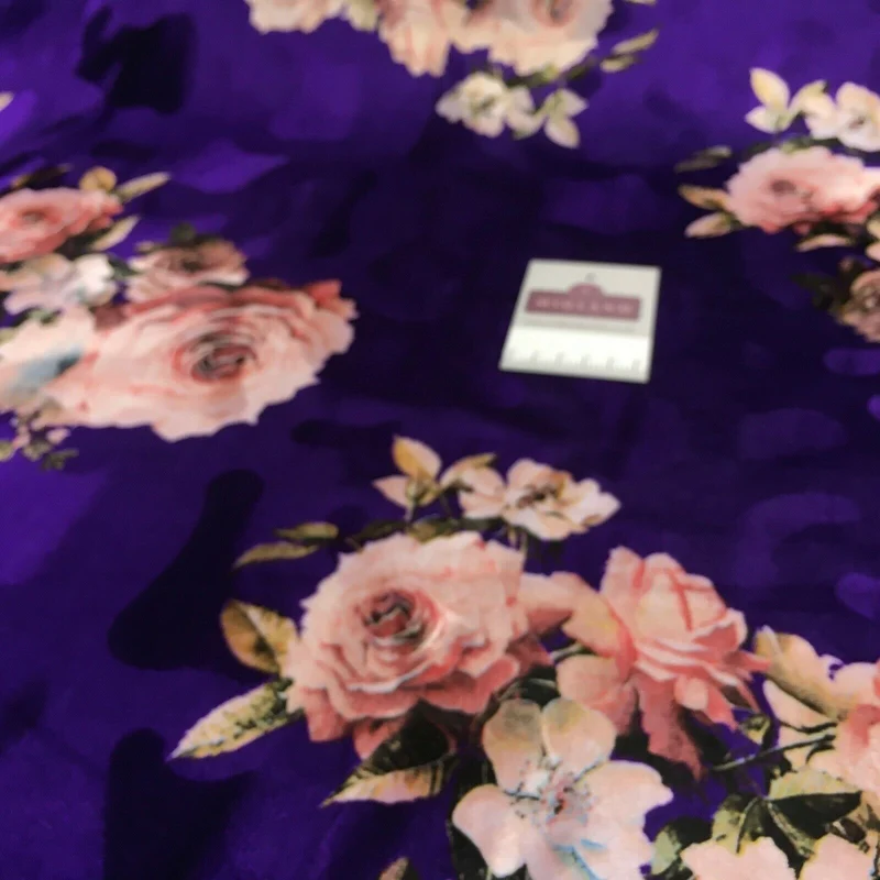 Vintage Floral Velvet Velour Stretch Printed dress fabric MA1430 Mtex