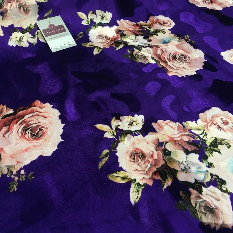 Vintage Floral Velvet Velour Stretch Printed dress fabric MA1430 Mtex