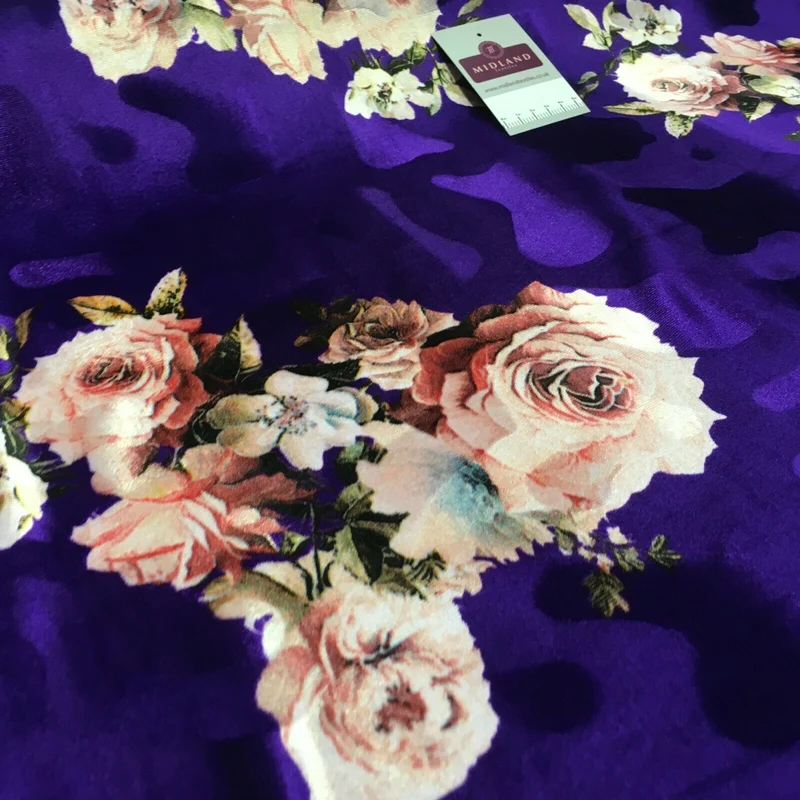 Vintage Floral Velvet Velour Stretch Printed dress fabric MA1430 Mtex