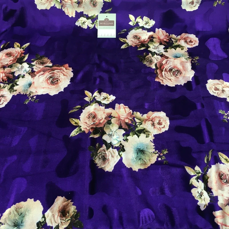 Vintage Floral Velvet Velour Stretch Printed dress fabric MA1430 Mtex