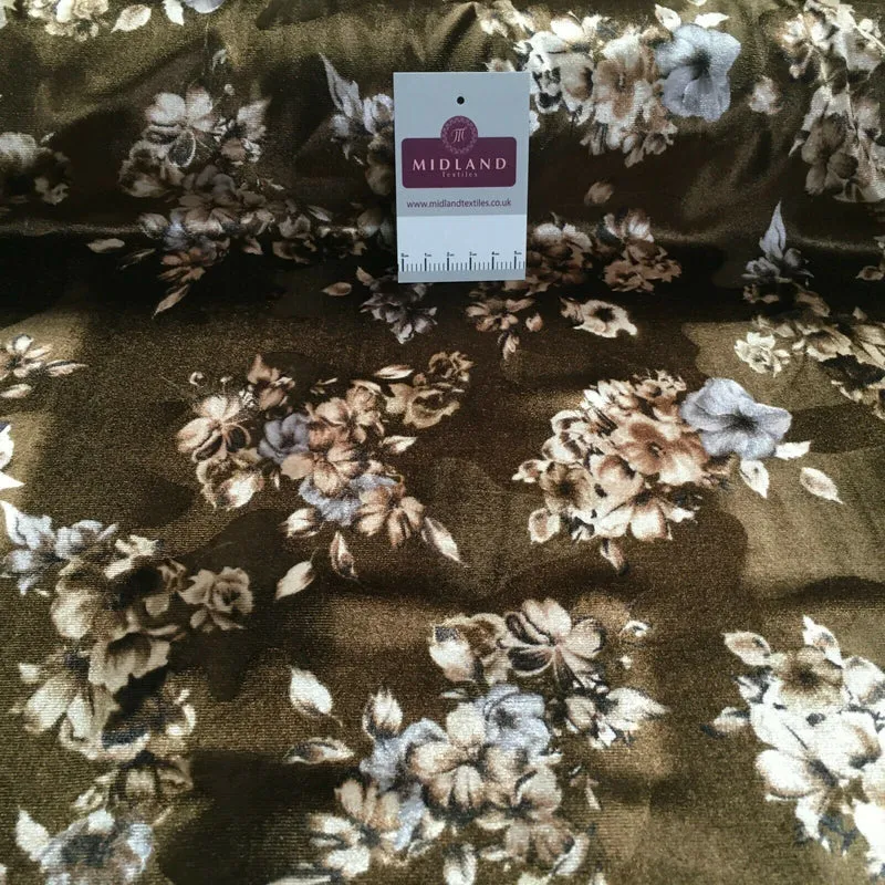 Vintage Floral Velvet Velour Stretch Printed dress fabric MA1430 Mtex