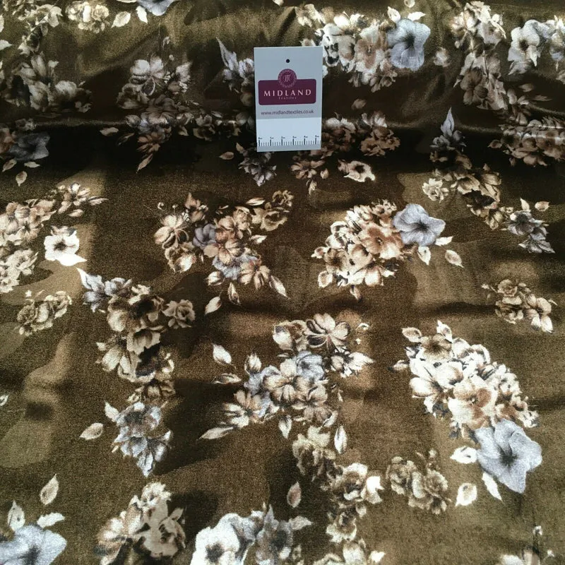 Vintage Floral Velvet Velour Stretch Printed dress fabric MA1430 Mtex