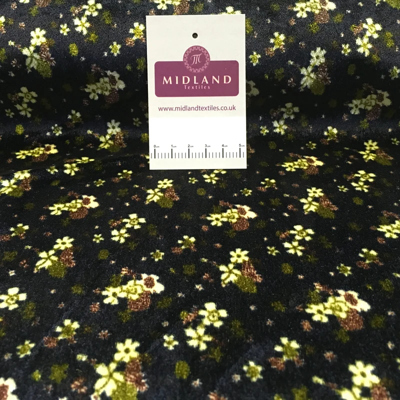 Vintage Floral Velvet Velour Stretch Printed dress fabric MA1430 Mtex