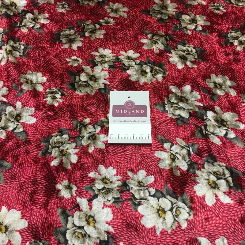 Vintage Floral Velvet Velour Stretch Printed dress fabric MA1430 Mtex