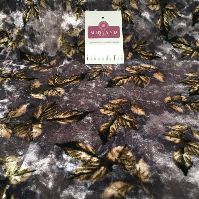 Vintage Floral Velvet Velour Stretch Printed dress fabric MA1430 Mtex