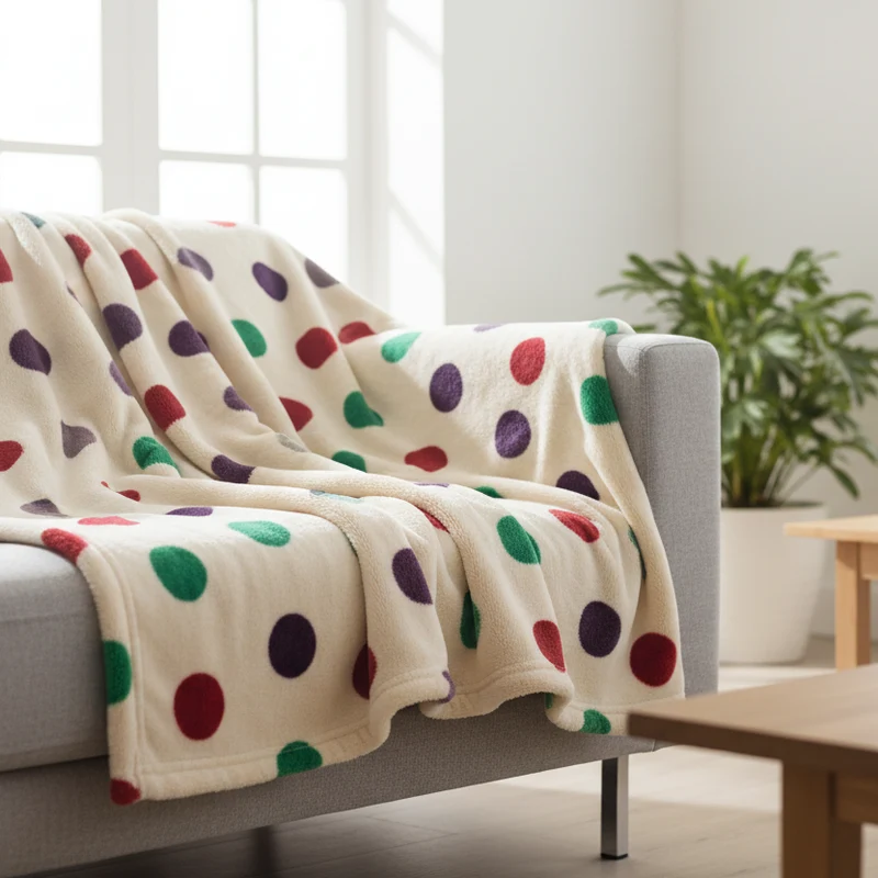 Multi Coloured Cream 30mm Spot Cuddle Fleece - Ideal for Blankets & Throws MR1431