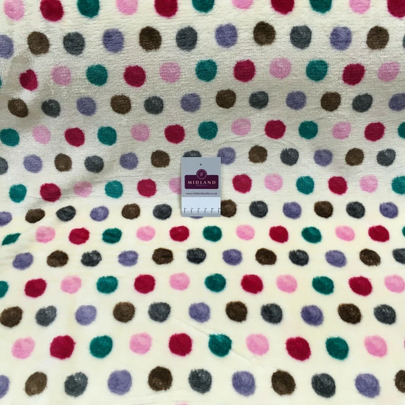 Multi Coloured Cream 30mm Spot Cuddle Fleece - Ideal for Blankets & Throws MR1431