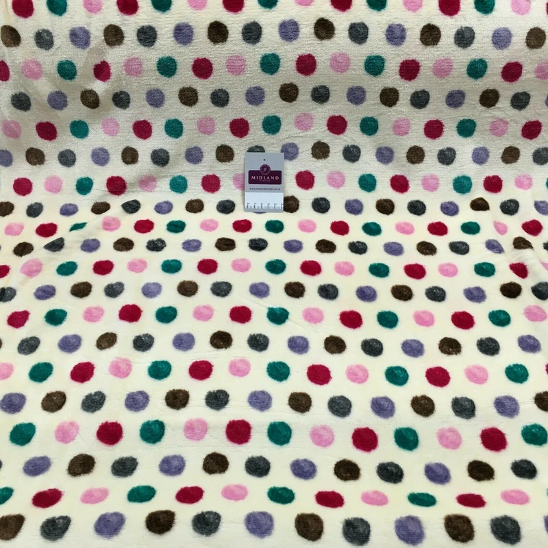 Multi Coloured Cream 30mm Spot Cuddle Fleece - Ideal for Blankets & Throws MR1431