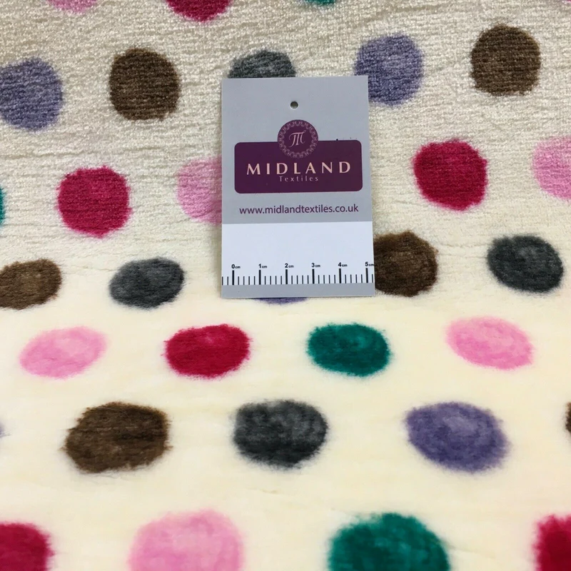Multi Coloured Cream 30mm Spot Cuddle Fleece - Ideal for Blankets & Throws MR1431