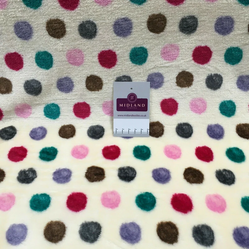 Multi Coloured Cream 30mm Spot Cuddle Fleece - Ideal for Blankets & Throws MR1431
