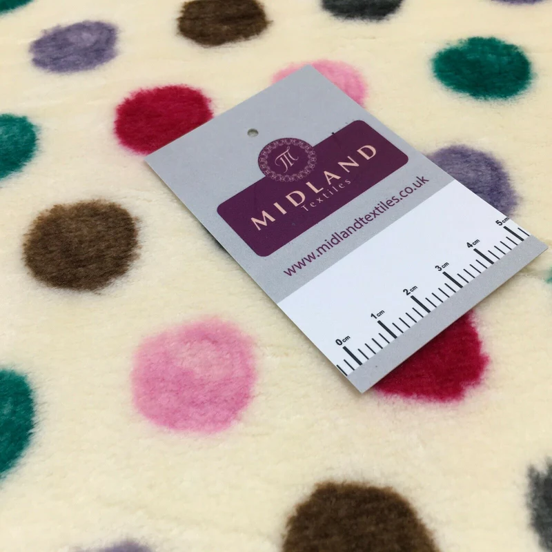 Multi Coloured Cream 30mm Spot Cuddle Fleece - Ideal for Blankets & Throws MR1431