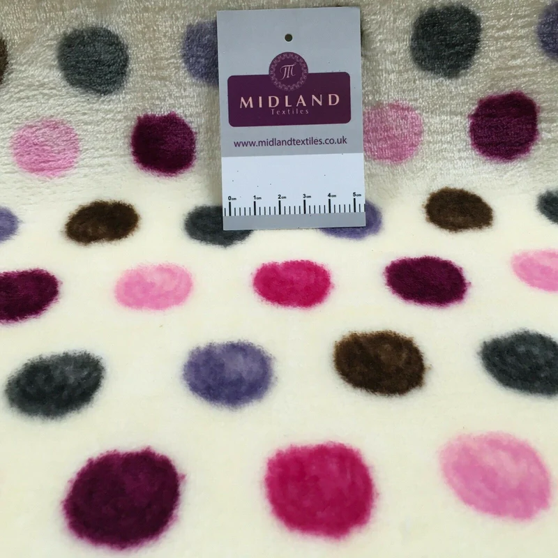 Multi Coloured Cream 30mm Spot Cuddle Fleece - Ideal for Blankets & Throws MR1431