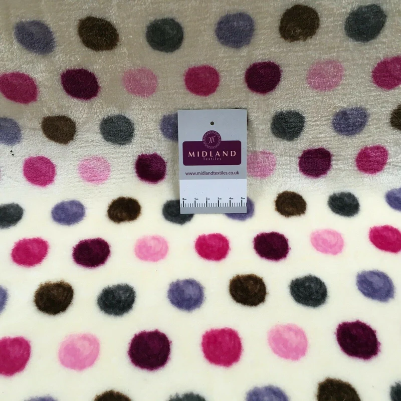 Multi Coloured Cream 30mm Spot Cuddle Fleece - Ideal for Blankets & Throws MR1431