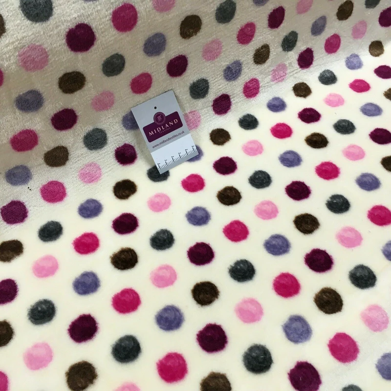 Multi Coloured Cream 30mm Spot Cuddle Fleece - Ideal for Blankets & Throws MR1431