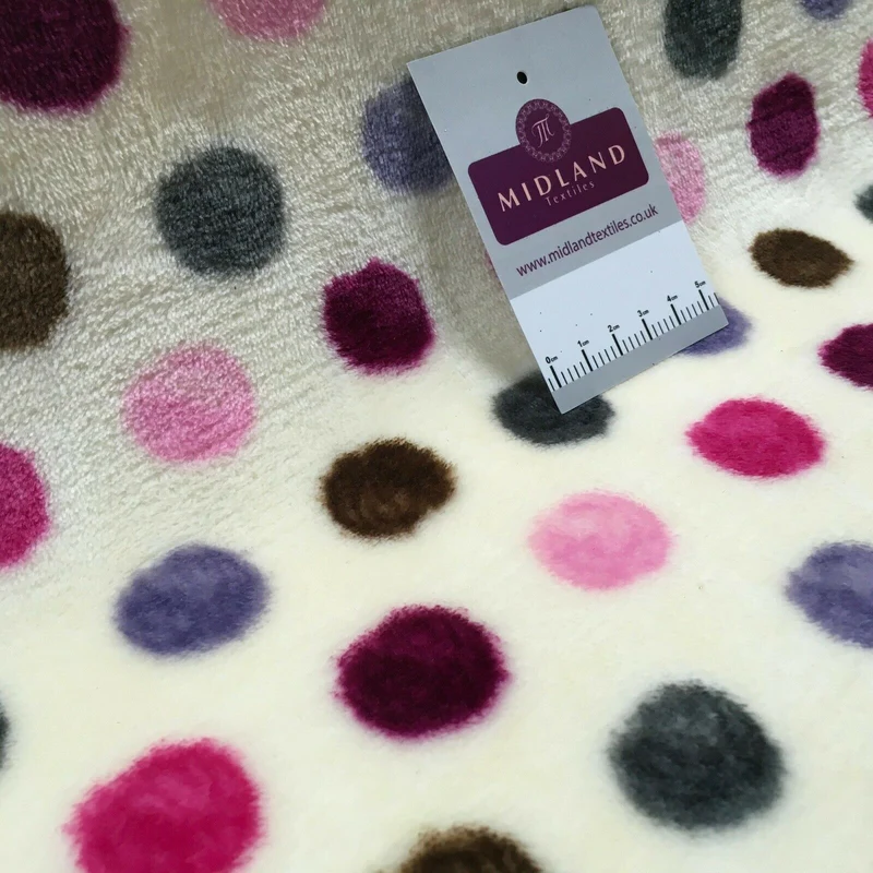 Multi Coloured Cream 30mm Spot Cuddle Fleece - Ideal for Blankets & Throws MR1431
