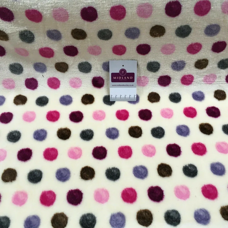 Multi Coloured Cream 30mm Spot Cuddle Fleece - Ideal for Blankets & Throws MR1431