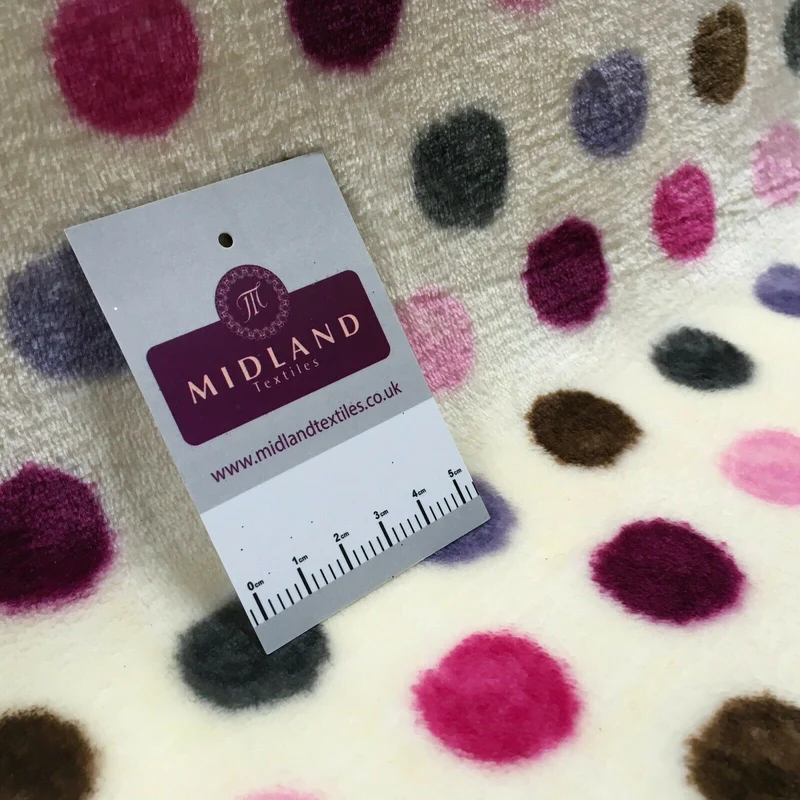 Multi Coloured Cream 30mm Spot Cuddle Fleece - Ideal for Blankets & Throws MR1431