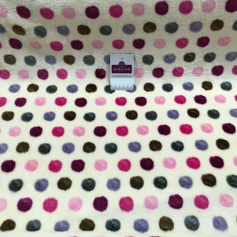Multi Coloured Cream 30mm Spot Cuddle Fleece - Ideal for Blankets & Throws MR1431