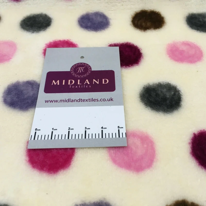 Multi Coloured Cream 30mm Spot Cuddle Fleece - Ideal for Blankets & Throws MR1431