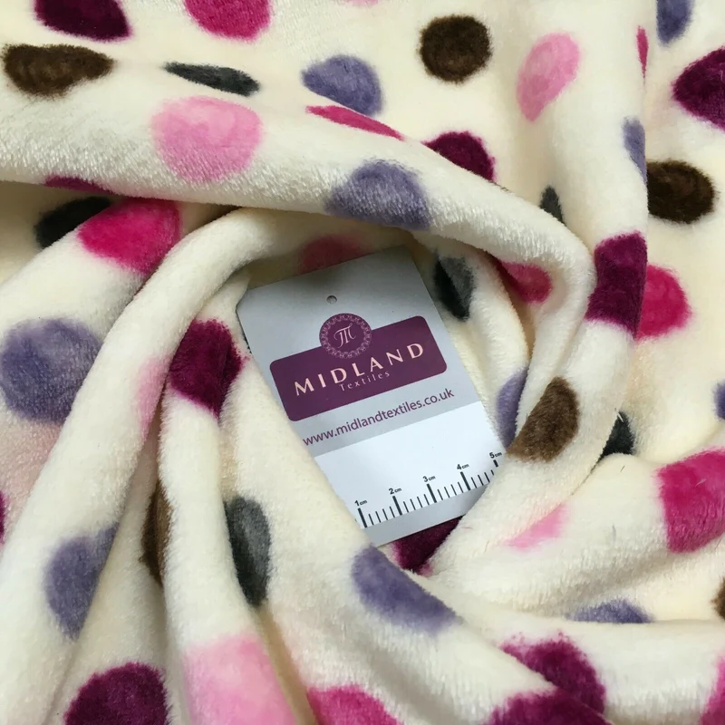 Multi Coloured Cream 30mm Spot Cuddle Fleece - Ideal for Blankets & Throws MR1431