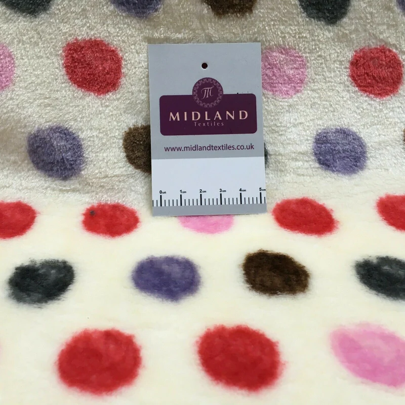Multi Coloured Cream 30mm Spot Cuddle Fleece - Ideal for Blankets & Throws MR1431