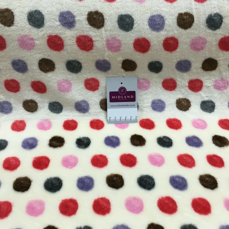 Multi Coloured Cream 30mm Spot Cuddle Fleece - Ideal for Blankets & Throws MR1431
