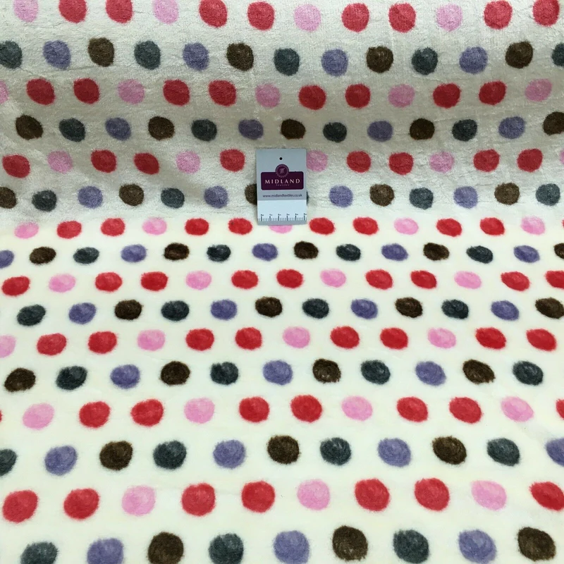 Multi Coloured Cream 30mm Spot Cuddle Fleece - Ideal for Blankets & Throws MR1431