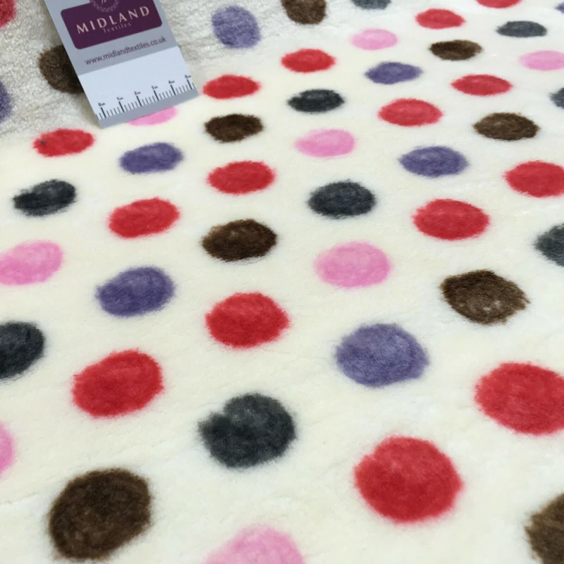 Multi Coloured Cream 30mm Spot Cuddle Fleece - Ideal for Blankets & Throws MR1431