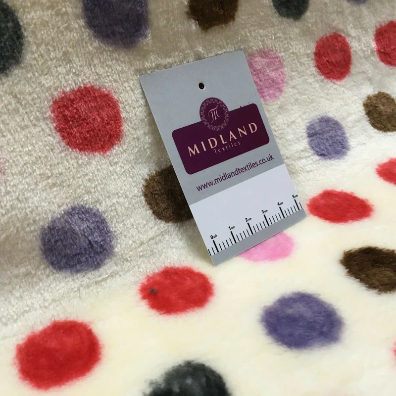 Multi Coloured Cream 30mm Spot Cuddle Fleece - Ideal for Blankets & Throws MR1431